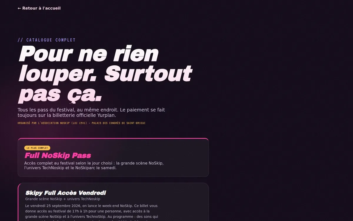 Billetterie : les pass du festival, reliés à Yurplan